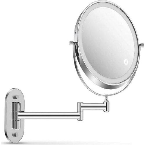 Wall-mounted make-up mirror 3-color lighting mode Dual power touch screen light Adjustable timing make-up mirror 1X/5X Magnify 3