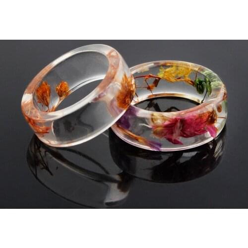 New Fashion Simple Korean Style Flower Resin Ring For Women Graceful Temperament Colorful Finger Rings