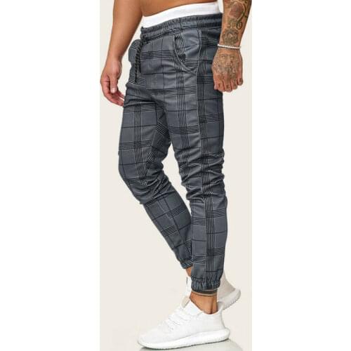Slim Fit Running Joggers Gym Sweatpants Male Boy Cool Outwear Bottoms Trouses Men Casual Plaid Long Sport Pants