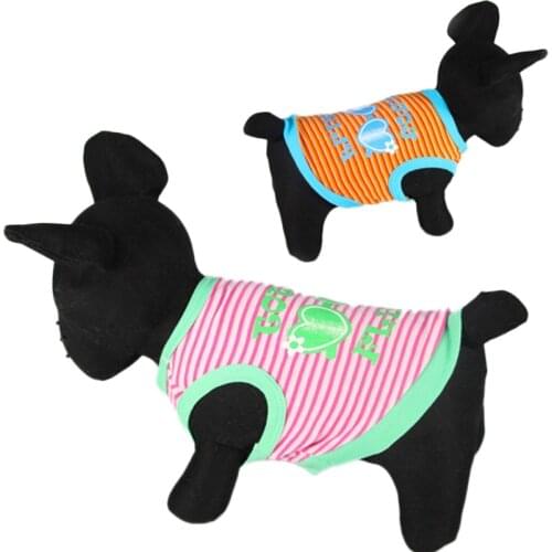 Cute Heart Pattern Stripes Dog Clothes Cotton Summer Puppy Sunglasses Letter Peach Fruit Vest for Pet Dogs Green Pink Orange