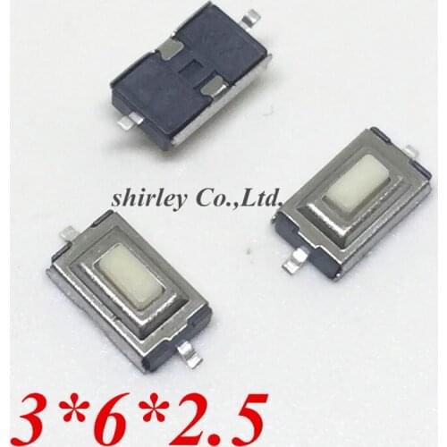 Wholesale (1000Pcs/lot) 3mm*6mm*2.5mm SMD White Micro Push Button Tactile Tact Momentary Electronic Switch, ROHS 3X6X2.5