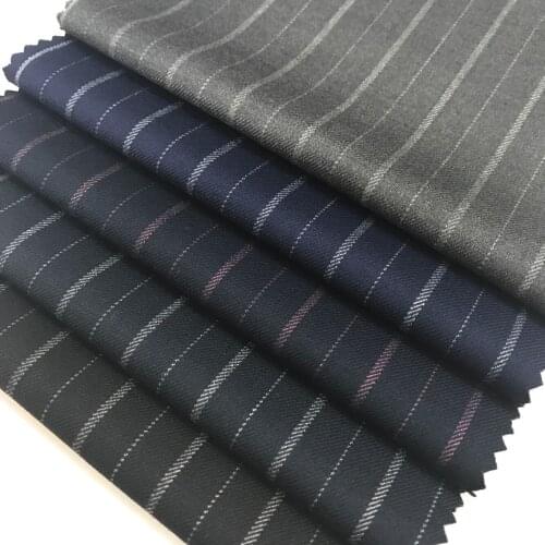 Factory Wholesale Suit Fabric Tr Stripe Elastic Striped Shuttle Woolen Fabric Fabric Uniform Fabric Vertical Stripe Suit