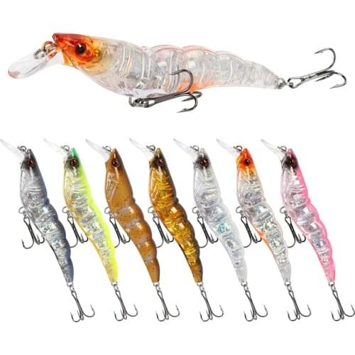 AI-SHOUYU 2pcs/Lot Hard Bait Shrimp Minnow Lure 3 Segment 103mm 13.2g Artificial Fishing Lure Floating Wobbler Bass Bait Peche