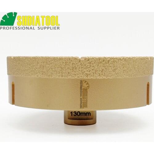 SHDIATOOL Dia 130mm Vacuum Brazed Diamond Drilling Core Bits M14 Thread Connection Drill Bits Diamond Height 15mm Stone Hole Saw