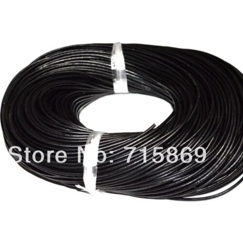 Free ship 100 Meters 3mm Black Round Genuine Leather Cord, Necklace & Bracelet Real Leather Cord