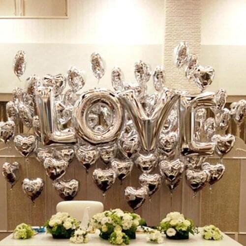 Ynaayu 40Inch Foil Balloons Silver Letter A-Z Digit Helium Ballons Birthday Party Wedding Decor Air Baloons Event Party Supplies
