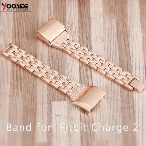 YOOSIDE Stainless Steel Watch Band Strap for Fitbit Charge 2 Bling Style Replacement Watchbands Wrist Bracelet