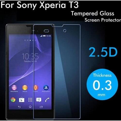 2.5D For Sony Xperia T3 Tempered Glass 9H Protective Film Explosion-proof LCD Screen Protector For M50w D5106 D5102 D5103