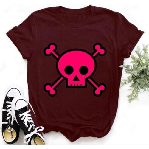 Skeleton Women 2021 Summer Short Sleeve Fashion Print Lady T-shirts Top T Shirt Ladies Womens Graphic Female Tee TX8007