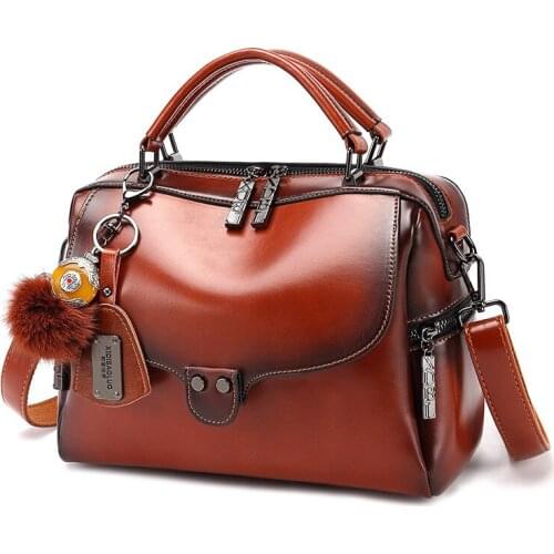 Womens Bag Female PU Leather Shoulder Bag Fashion Totes Handbags for Ladies Retro Fashion Portable Messenger Pillow Boston Bag