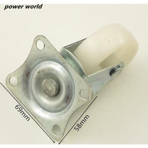 1pcs 3 inch nylon Casters White double bearing universal Casters Thickened wear resistant industrial flat wheel
