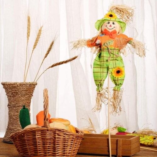 3PCS Small Autumn Fall Harvest Scarecrow Decoration For Garden Yard Thanksgiving Halloween Decoration Party Favors Supplies