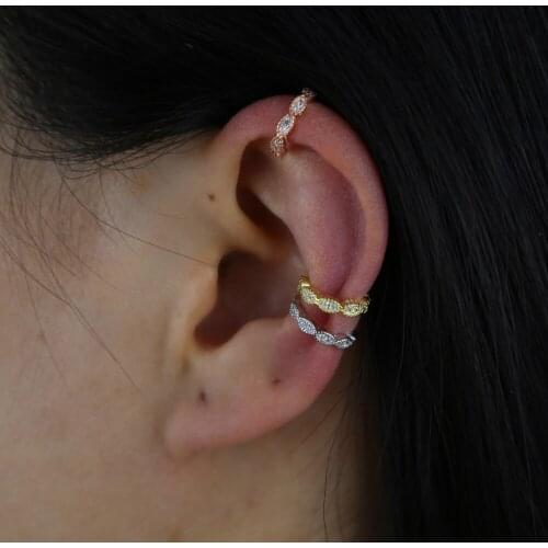 100% 925 Sterling Silver Clip Earring Mirco Pave Tiny Shiny Cubic Zircon 1pc Small Earcuff No Piercing Women Cartilage Jewelry