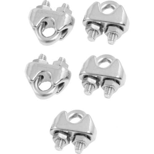 5 Pcs 304 Stainless Steel Saddle Clamp Cable Clip for 3/25" 3mm Wire Rope