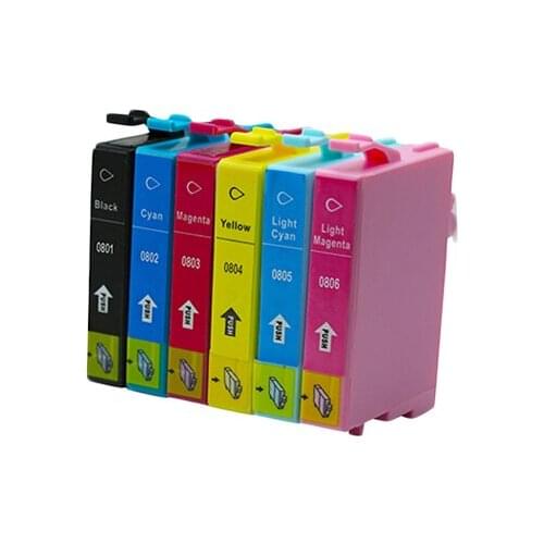 6pcs T0801 - T0806 Ink Cartridge For Epson P50 PX650 PX700 PX800 PX710 PX720 PX810 PX820 R265 R285 R360 RX560 RX585