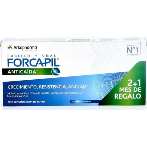 ARKOPHARMA - FORCAPIL PACK ANTICAÍDA CABELLO Y UÑAS 2+1 MES DE REGALO (3 MESES) 90 COMPRIMIDOS