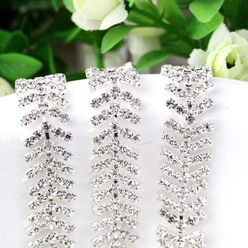 White Thin strips Fancy Rhinestone Chain 1yard DIY Bags, Garment, Shoes, Box, Pen, Furniture, Greeting Cards Wedding dress