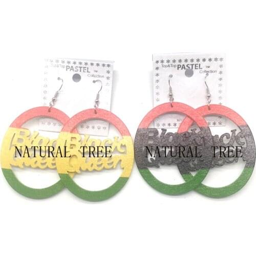 Free Shipping!Black Queen Wood Earrings