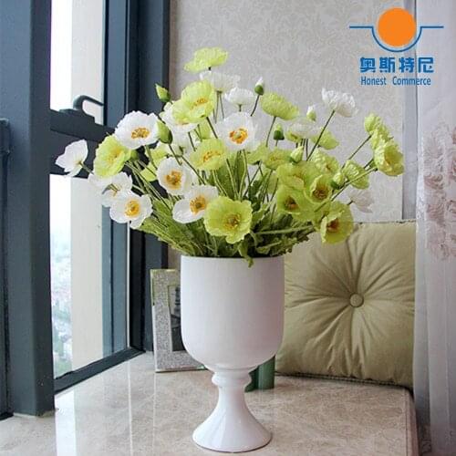 5pcs artificial flower bouquets green color artificial corn poppy flowers bouquets&Papaver rhoeas&Coquelicot bunches