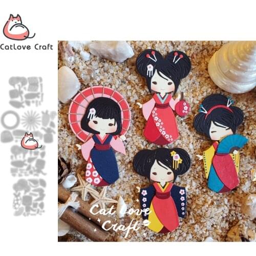 Catlove Japanese Geisha Metal Cutting Dies Scrapbooking Mold Stencil Die Cuts Card Making DIY Craft Embossing New Dies For 2021
