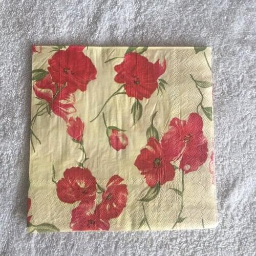 Decoupage paper napkins wedding birthday party Christmas vintage tissue red flower beautifly servilletas elegant towel decor