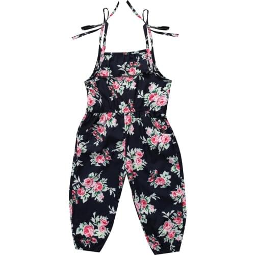 Pudcoco Kids Dungaree For Girls Summer Clothing Bib Overalls Jumpsuits Flower Print