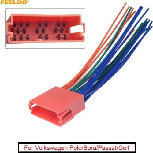 FEELDO 1PC Car Stereo Audio 20Pin Male Plug Wire Harness Adapter For Volkswagen Polo/Bora/Passat/Golf/Santana Skoda