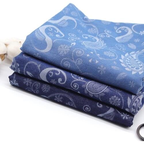 Blue Paisley Jacquard Blue Jeans Fabric For Sewing Pants Jackets Demin Fabrics For DIY Clothes Materials Telas Tissus