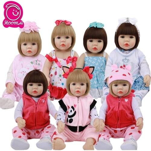 Hoomai Realistic Promotion Newborn Baby 18 '' Full Silicone Body Lifelike Bebe Reborn Dolls For boy Children Birthday Gift
