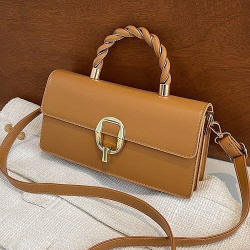 Small PU Leather Shoulder Bags for Women Square Designer Handbags 2021 Flap Ladies Messenger Bag Simple Wild Tote Crossbody Bags