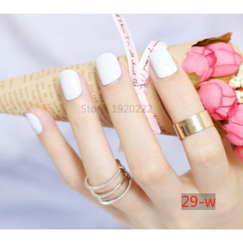 2020 fashion beautiful candy color Nail finished fake nails short Round head Round head 24pcs White F-W