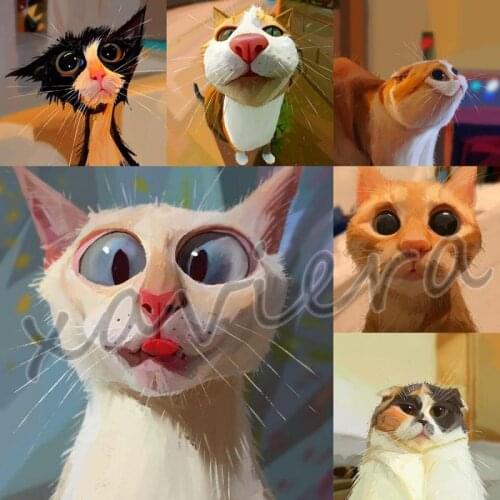 Xaviera Full Drill Diamond Painting Animal Cat Cross Stitch Kit 5D Diy Full Drill Square Round Rhinestone Mosaic Embroidery Gift