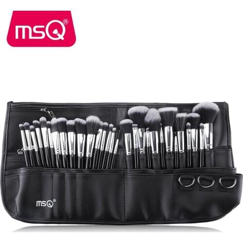 MSQ Professional 29pcs Makeup Brush Set High Quality Synthetic Hair Foundation Powder Blush Eyeliner Cosmet With Black Belt Bag