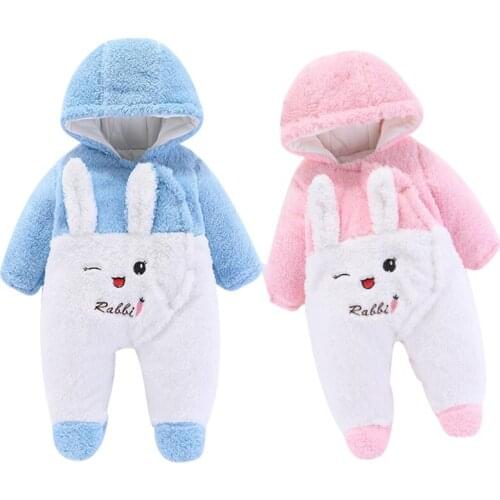 Infant outfit Autumn Winter Thick Fluff Baby Rompers For Baby Girls Jumpsuit rabbit Newborn Rompers Baby Boys Clothes