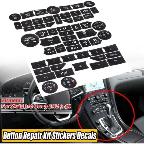 New Car Air Conditioning Climate Temperature Radio Repair Kit Stickers Decals For SAAB 3rd Gen 9-5NG 9-4X Fix Worn Button