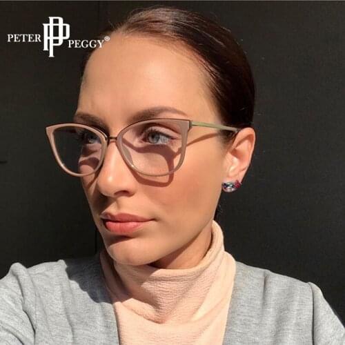 TR90 Computer Glasses Women Square Anti Blue Eyeglasses Ladies Cat Eye Spectacle Frames Goggle Gaming Female Eyewear