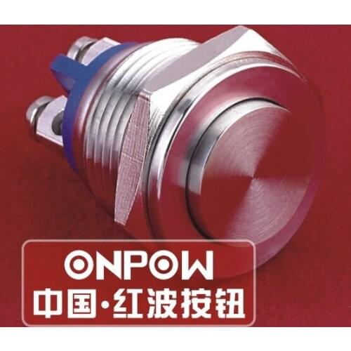 ONPOW 16mm High round Start Horn Button Momentary Stainless Steel Metal Push Button Switch (GQ16PH-10/S) CE,ROHS