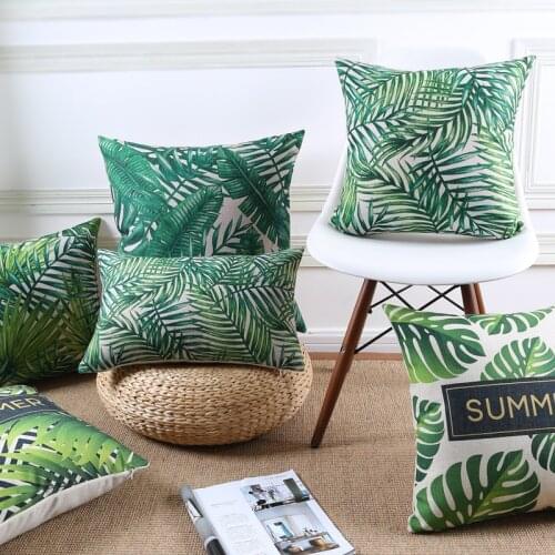 Wholesales Pillow Cover Summer Jungle Tropical Leaves Green Garden Cushion Cover Home Decorative Pillow Case 45x45cm/30x50cm
