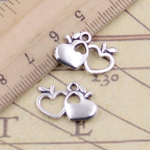 20pcs Charms double apple heart 18x13mm Tibetan Silver Color Pendants Antique Jewelry Making DIY Handmade Craft