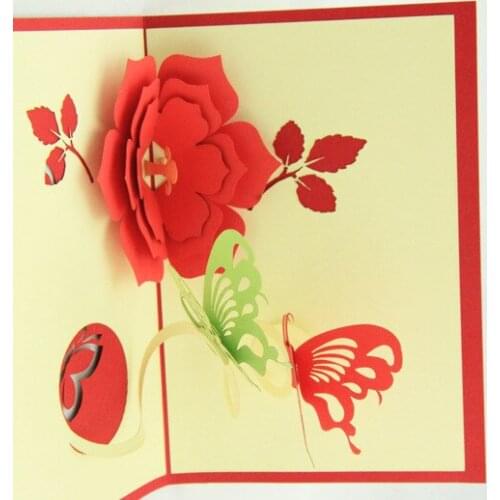 Qubiclife creative 3D two butterflies and flowers birthday gift mother creative Valentines Day