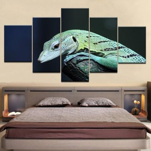 Framework The Lizard on trees 5 panel HD Print modern Modular Wall posters Canvas Art painting For home living room decor