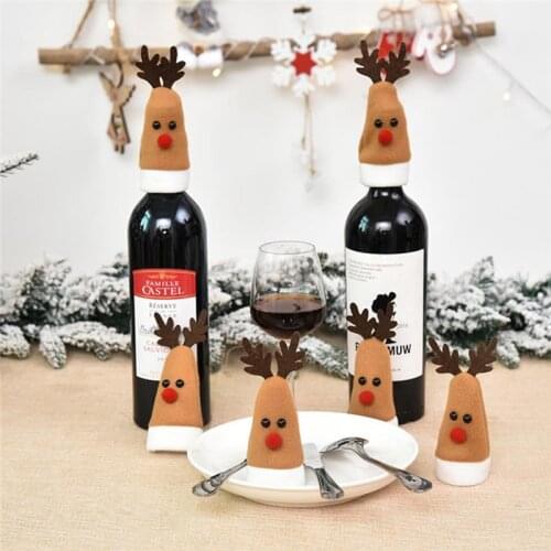 Christmas Wine Bottle Cover Christmas Reindeer Champagne Bottle Decoration Table Decoration Toppers for Holiday Table