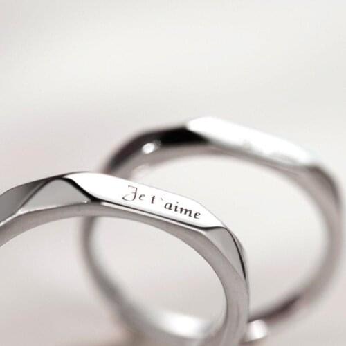 Small Love Gift for Boyfriend Girlfriend 1 Pair Open Ring with letters Romantic Anniversary Present Valentines Day Gift