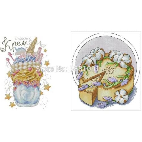 Cake cold drink patterns Counted Cross Stitch 11CT 14CT 18CT DIY Cross Stitch Kits Embroidery Needlework Sets home decor