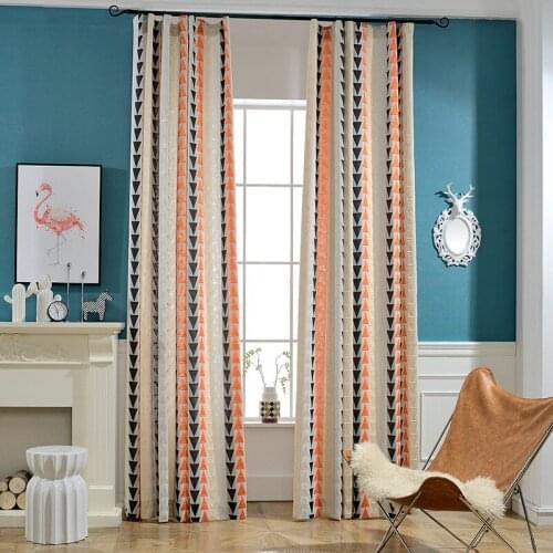 Geometric Curtains for Living Room Orange Window Curtain for Bedroom Window Treatment Drapes Decor Farmhouse Curtains Custom