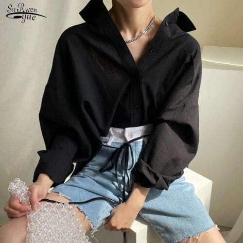 Autumn Chic Irregular Split Back Loose Woman Blouses Casual Long Sleeve Cotton Blouse Women Korean Solid Shirts Tops Blusa 15837