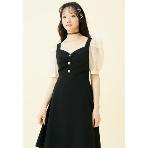 Dress 2021 Female Patchwork Womens Summer Dress Button Casual Womens Dresses Short Sleeve Vintage Summer Dresses Ladies 2021