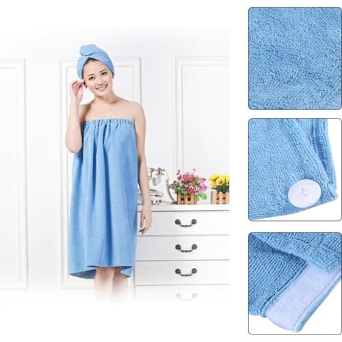 6 Colors Women Soft Spa Bath Body Wrap Set Towel Bathrobe With Fast Dry Hair Drying Cap Bath Accessories