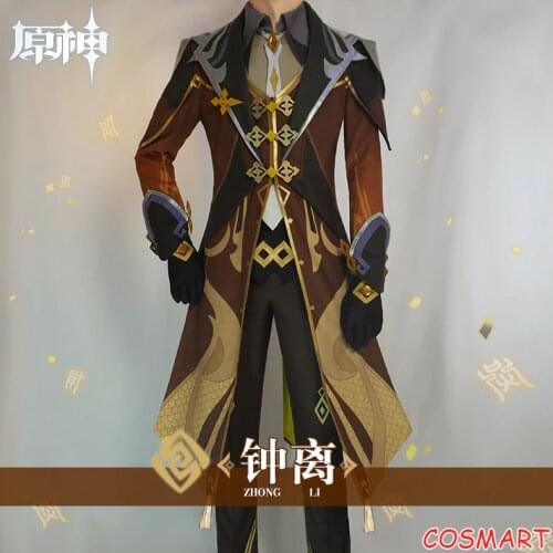 Anime Genshin Impact Zhongli Game Suit Uniform Zhong Li Cosplay Costume Halloween Party Outfit For Men 2020 NEW