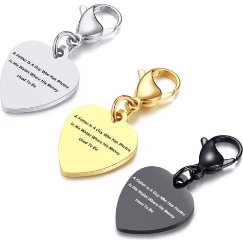 Universal Stainless Steel Heart Shape Charm Key Chain Ring Keyring Fathers day Birthday Gift